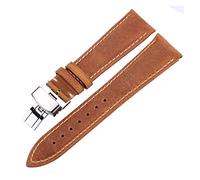 NMASDUYPU Oil Wax Cowhide Watchbands 18mm 20mm 22mm 24mm Blue Yellow Green Women Men Leather Watch Band Strap Belt Butterfly Clasp(Geel,20mm)