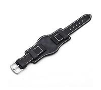 NMASDUYPU Retro Handmade Men's Wrist Watch Band 20mm 22mm 24mm Leather Cuff Watch Bracelet Yellow Blue Black Green Red Color Watch Strap(Noir,22mm)