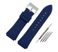 NMASDUYPU Rubber Watchband 22mm Blue Color Silicone Rubber Bracelet For Guess W0247G3 W0040G3 W0040G7 Watches Band Brand Sport Watch Strap(Blue silver buckle)