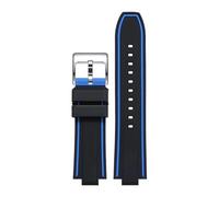NMASDUYPU Silicone Watch Strap Convex Wristband For 7730 7740 Water Ghost Men 24x11mm 24x12mm Rubber Sport Bracelet(Blue line-silver,24mm-11mm)