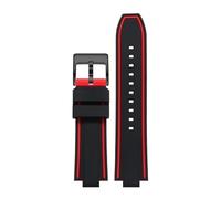 NMASDUYPU Silicone Watch Strap Convex Wristband For 7730 7740 Water Ghost Men 24x11mm 24x12mm Rubber Sport Bracelet(Red line-black,24mm-12mm)