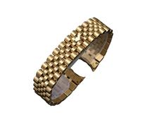 NMASDUYPU Solid Arc Stainless Steel Watch Band 20mm For Jubilee Luxury Series Watch Strap Men Women Curved End Business Bracelet(Gold-logo)