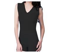 NMB Fashion Women's Snowdrop Thermal Built-Up Vest Tops - Ladies V-Neck Long Inner Vest - Made in The UK (Built-Up Thermal V-Neck Long Vest [Small, Black])