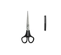 NMB Hair Cutting Scissors 5.5 Inch Black Plastic handle Barber Hair Shears for Hairdressing Cutting Texturizing & Styling Perfect for home and Professional Use With Free Comb