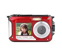 nmbhus 10 Feet Underwater Digital Camera Summer IP68 Waterproof Photography Camcorder 48MP 2.7K Dual Screen Self-Timer Action Cameras(NO TF Card,Red)