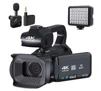 nmbhus 18X Zoom 4K Camcorder Digital Camera For Photography Live Streaming 4 Inch Screen Wifi Webcam 64MP Video Camera Recorder(No SD Card,With MIC Light)