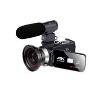 nmbhus 4K HD Night Vision Digital Camcorder 48M Home wifi Live Streaming Camcorder DV Digital Camera(Size:Black+Mic+Wide Angle Lens)