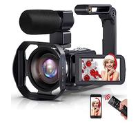 nmbhus 4K Ultra HD Video Camera Vlogging Camera For 3.0 Inch 48MP 18X Digital Zoom Wifi Webcam Camcorder Live Streaming(64G SD Card,With Mic Lens handle)