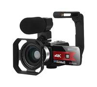 nmbhus 56 Megapixel 4K HD Digital Camera Wireless Live Camera Shooting All In One(Size:Red+Hood+Stabilizer Grip+Mic)