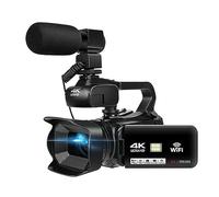 nmbhus 60FPS 4K Vlog Camcorder 64MP Photography Video Camera Live Streaming 18X Zoom AF Digital Recorder 4" Rotate Touch Screen(Color:64G SD Card,Size:With MIC)