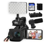 nmbhus 64MP 4K 60FPS Camcorder Live Stream Vlog Video Camera WIFI Webcam 4 Inch Rotate Touch Screen 18X Digital Camera Recorder(With 32G SD Card,With Light MIC)
