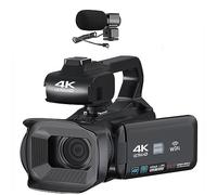 nmbhus Auto Focus 4K Camcorder 18X Zoom 64MP Digital Video Camera For WIFI Streaming Webcam Time-lapse 4" Touch Screen Recorder(128G SD Card,With Microphone)