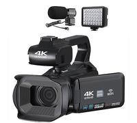 nmbhus Auto Focus 4K Camcorder 18X Zoom 64MP Digital Video Camera For WIFI Streaming Webcam Time-lapse 4" Touch Screen Recorder(No SD Card,With MIC Light)