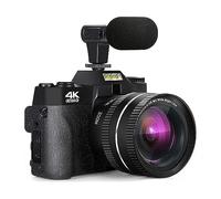 nmbhus Compact Digital Photography Camera 4K WIFI Web Cam Vlog Video Recorder 48MP Camcorder 3" Flip Screen Macro Lens(128G TF Card,Mic lens 2 Batteries)