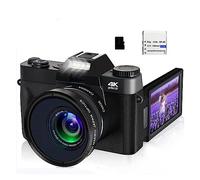 nmbhus Digital Photo Camera Vlogging Camcorder WIFI Webcam Wide Angle 16X Digital Zoom 48MP Photography Flip Screen(Standard,With 2 Lens)