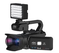 nmbhus Full 4K UHD 60FPS Vintage Camcorder For Live Streaming Vlog 18X 64MP Video Camera Digital Recorder 4" Rotate Screen(With 64G SD Card,With Light)