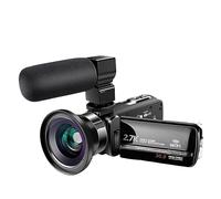 nmbhus HD Digital Video Camera Touch Screen Infrared Night Vision Wifi Selfie Camera DV Camcorder All In One Machine(Size:Black+Microphone+Wide Angle Lens)