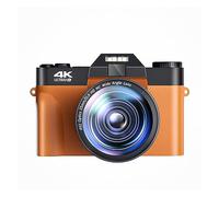 nmbhus Macro Lens 4K Camcorder Digital Cameras For Photography 48MP Wide Angle Vlog Recorder WIFI Webcam 3" Flip Screen Selfie(64G TF Card,With Lens-orange)