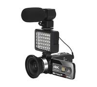 nmbhus Wide Angle 4K Digital Video Cameras Slow Motion Loop Recording Microphone Camcorder Auto Focus Streaming Webcam Vlog Kit(32G SD Card,Set 2)