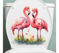 NMBVFC 3pcs Toilet Seat Lid Sticker, Flamingo Pattern Toilet Lid Decals, Bathroom Wall Sticker, Self,Adhesive, Bathroom Decor, Seasonal Decor