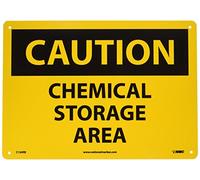 NMC C126RB OSHA Sign, Legend "CAUTION - CHEMICAL STORAGE AREA", 14" Length x 10" Height, Rigid Plastic, Black on Yellow