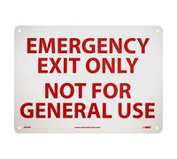 NMC M45RB EMERGENCY EXIT ONLY NOT FOR GENERAL USE Sign - 14 in. x 10in. Rigid Plastic Exit Sign with Red Text on White Base