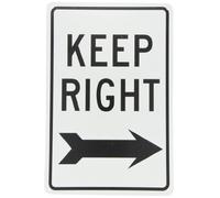 NMC TM27G KEEP RIGHT Sign - 12 in. x 18 in. Standard Aluminum Traffic Safety Sign with Black Arrow Graphic, Text on White Base