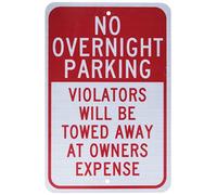 NMC TM57J Traffic Sign, Legend"NO OVERNIGHT PARKING VIOLATORS WILL BE TOWED AWAY AT OWNER'S EXPENSE", 12" Length x 18" Height, Engineer Grade Prismatic Reflective Aluminum 0.080, Red On White