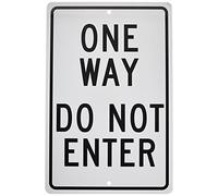 NMC TM73H ONE WAY - DO NOT ENTER Sign - 12 in. x 18 in. All Purpose Aluminum Traffic Control Sign with Black Text on White Base