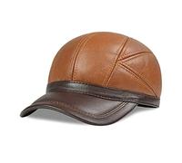 NMCNXSD Leather Cap Genuine Leather Adjustable Solid Deluxe Baseball Ball Cap Old Men's Trucker Hu-nting Sport Hats/caps