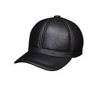 NMCNXSD Leather Cap Genuine Leather Men's Baseball Cap Winter Russian Warm One Fu-r Caps Hats With Genuine Fu-r Inside(Svart)
