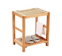 NMDCDH Bathroom Bench Stool,Bathtub Shower Chair 2 Tier Wood Shower Bench Seat,Portable Wooden Spa Bathing Stool Shoe Storage Rack Bench Organiser Waterproof Sauna Bathtub Small Seat