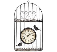 NMDCDH Outdoor Garden Wall Clock, Iron Art Bird Cage Design Garden Clocks Outdoor Waterproof Creative Home Furnishings Outside Clock Outdoor Wall Clock Indoor Outdoor Decoration black
