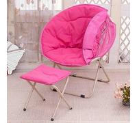 NMDCDH Saucer Chair with Ottoman - Folding Chair and Foot Rest Set, Contemporary Style, Pink, Metal Frame, Foldable, Ideal for Relaxing