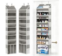 NMEO 6-Shelf Over The Door Organizer - 2 Pack 50LB Load Hanging Door Storage Space Saving Wall Shoe Rack for Fits All Standard Doors - Perfect for Bedroom Bathroom Nursery Kitchen