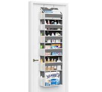 NMEO 6-Shelf Over The Door Organizer - 50LB Load Hanging Door Storage Space Saving Wall Shoe Rack for Fits All Standard Doors - Perfect for Bedroom Bathroom Dorm Nursery