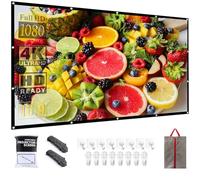 NMEPLAD Projector Screen 100 Inch Portable Movie Screen for Outdoor Indoor 16:9 Foldable Wrinkle-Free 1.1 GAIN,160°Viewing,Support Front Rear Projection with 16 Sticky Hooks & 8 Nail Hooks (100 INCH)