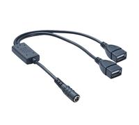 NMFLAB Portable DC5.5x2.1mm to USB Power Distribution Cable with Two Output DC5V-25V to DC5V Power Cord for Digital Gadgets Direct Current Processor