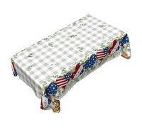 NMFLAB Retro Pattern Tablecloth in Red White Blue Color Great for Home and Commercial Decoration Fade Proof Celebratory Table Cotton
