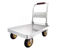 NMGBRDM Folding Push Cart Dolly,150/230/500/400KG Rolling Flatbed Luggage Cart With 360°Swivel Wheels, Garage Warehouse Moving Platform Hand Push Truck(Size:90×60cm)