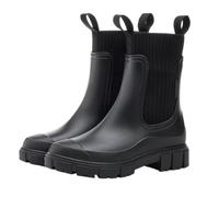 NMGHUTE Mud Boots, Elastic Women's Mid Tube Rain Boots That Increase Height And Anti Slip Outdoor Wearable Fishing Deck(Black,36)