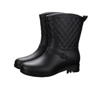 NMGHUTE Mud Boots, Women's All Match Mid Tube Rain Boots Waterproof And Non Slip Water Shoes Fishing Deck(Black,39)