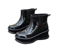 NMGHUTE Mud Boots, Women's Outdoor Mid Tube Water Shoes Non Slip Rain Boots Kitchen Rubber Shoes Fishing Deck(Black,36)