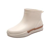 NMGHUTE Mud Boots, Women's Outdoor Rubber Shoes All Match Waterproof And Non Slip Rain Boots Fishing Deck(Beige,35)