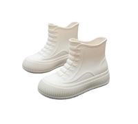 NMGHUTE Mud Boots, Women's Rain Boots Short Tube Non Slip Water Shoes Waterproof Casual Rubber Shoes Fishing Deck(White,37)