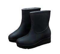 NMGHUTE Mud Boots, Women's Short Tube Water Shoes Non Slip Rain Boots Thick Soled Rubber Shoes Fishing Deck(Black,38)