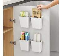 Nmgkokew 4 Piece Kitchen Cabinet Door Storage Box,Self Adhesive Wall Mounted Storage Box,Wardrobe/Bathroom/Refrigerator Small Items Organizer