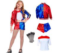 NMKL Costume Kids Girls,4 Pcs Girls Fancy Dress Include Jacket T-shirt Shorts and silk stockings Carnival Cosplay Outfits(M)