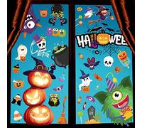 NMKL Halloween Window Stickers Double Sided Halloween Window Decorations 10sheets Cute Hallowee Window Clings Monster Witch Decal for Hallowee