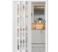NMKSYX Folding Door Pvc Plastic Internal Doors Sliding Concertina With Acrylic Panel, 186 196 206 Cm Tall, Clear Foldable Privacy Door For Kitchen/Laundry Room/Shower(174x206cm)